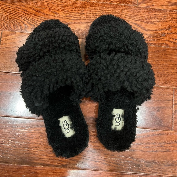 BNIB UGG Women Maxi Curly Scuffetta Slippers Sheepskin Fur Sandals Black Size 7 - Picture 11 of 14